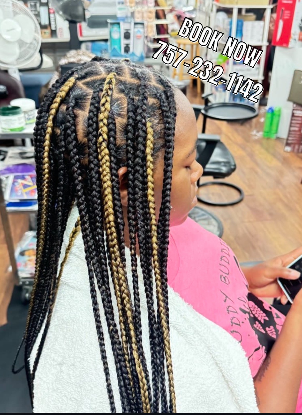 Individual braids with blonde accents